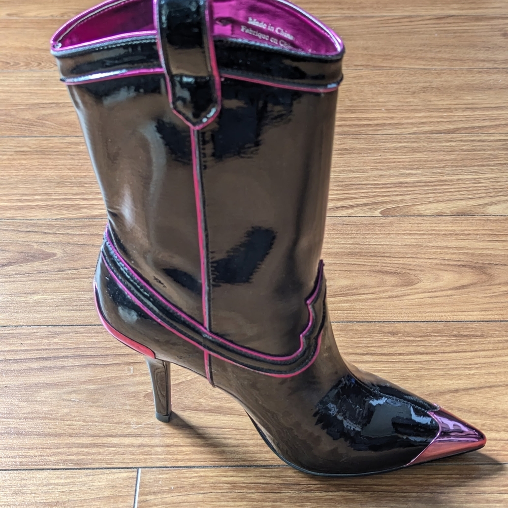 Jeffrey Campbell Black and Pink Women's Cowgirl Boots - Size 6